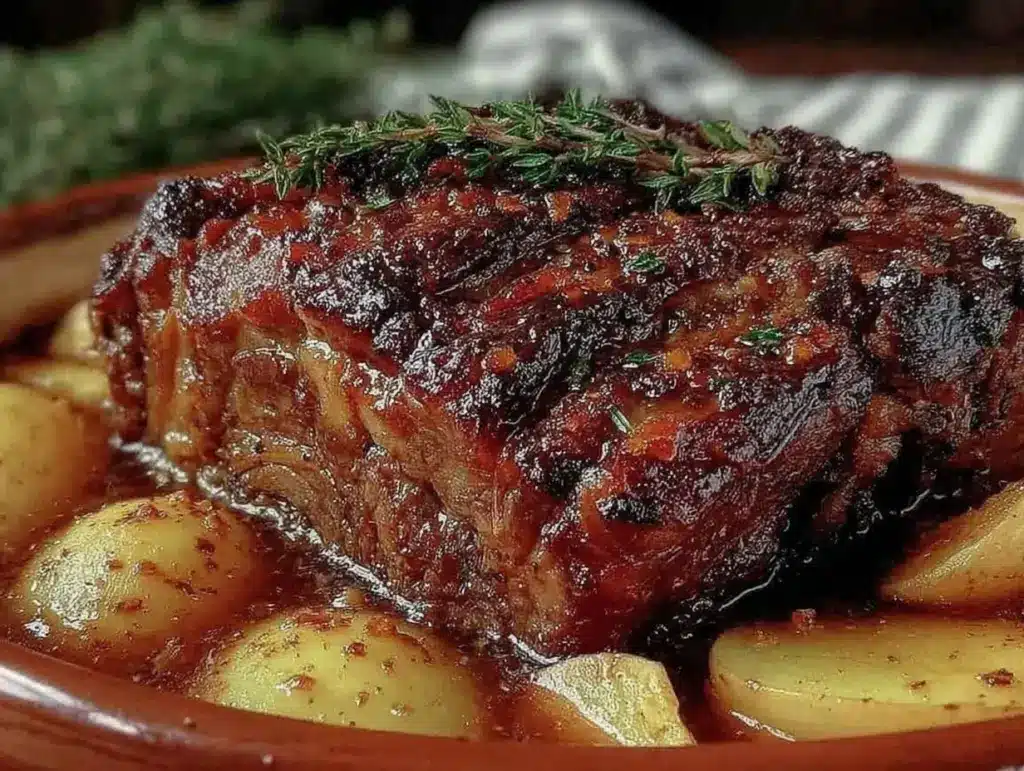 apple cider braised pork shoulder - featured image