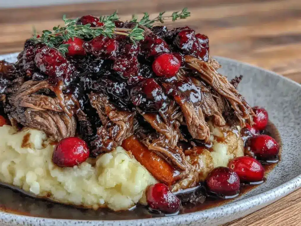 cranberry balsamic roast beef - featured image