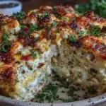 creamy chicken cauliflower rice casserole - featured image