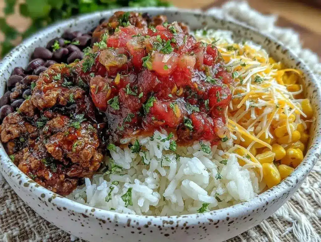 ground beef burrito bowl - featured image