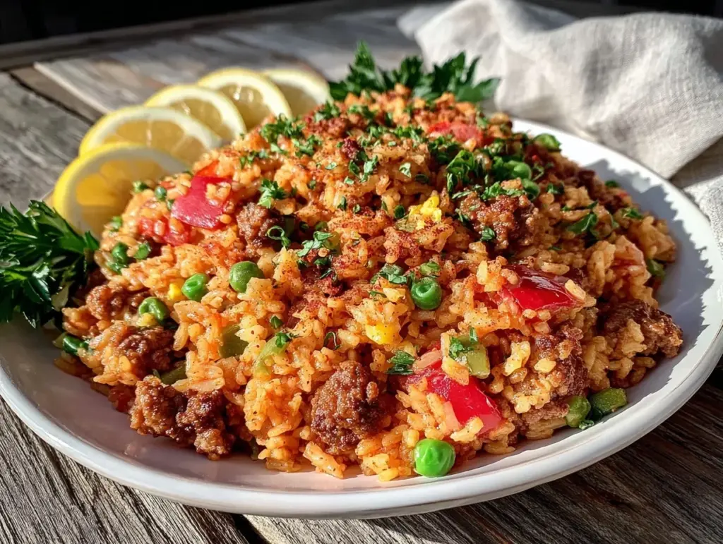 ground beef paella - featured image