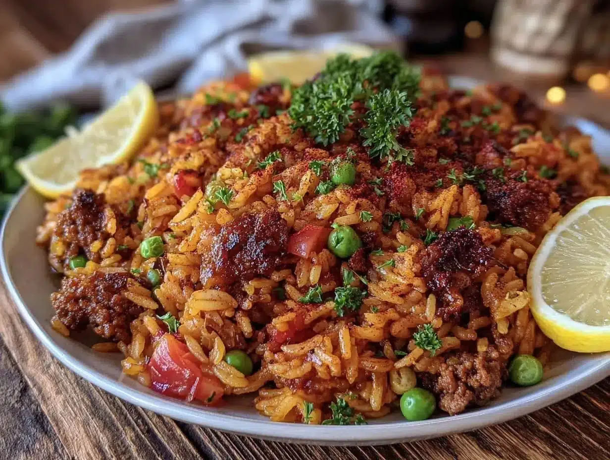 ground beef paella preparation steps