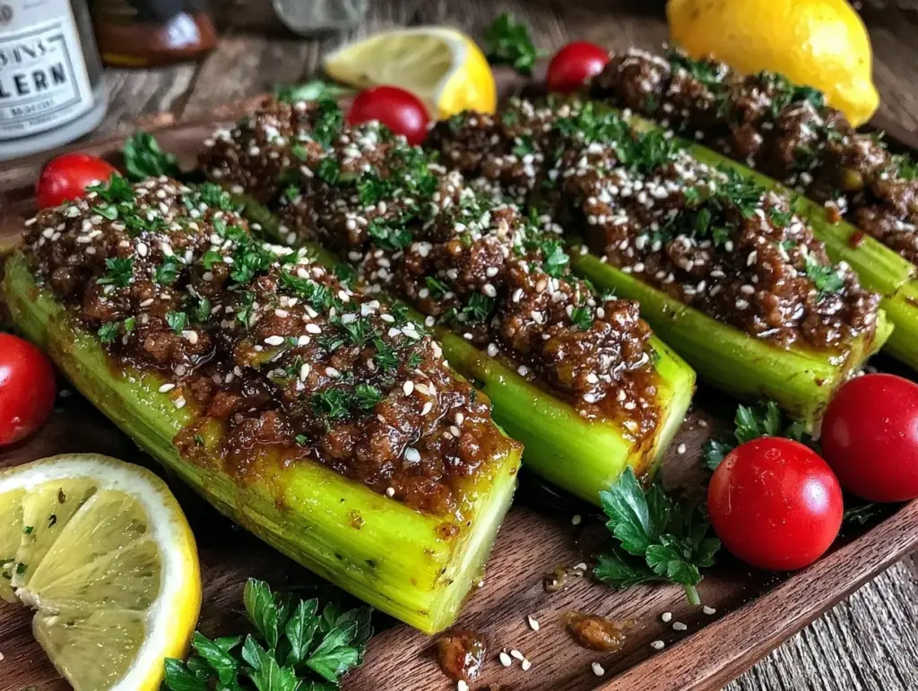 ground beef stuffed celery - featured image