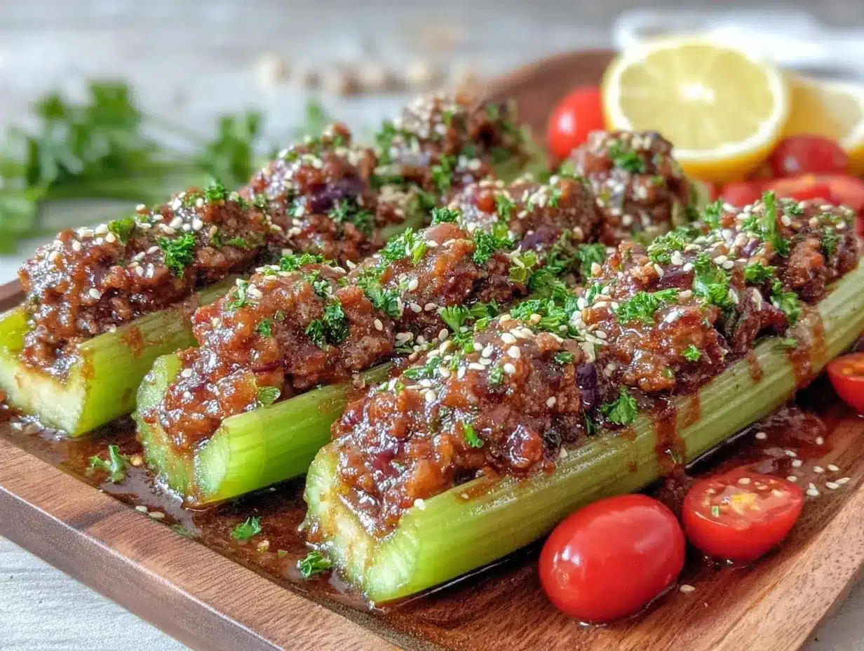 ground beef stuffed celery preparation steps