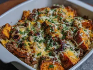 Healthy Ground Turkey Sweet Potato Bake - featured image