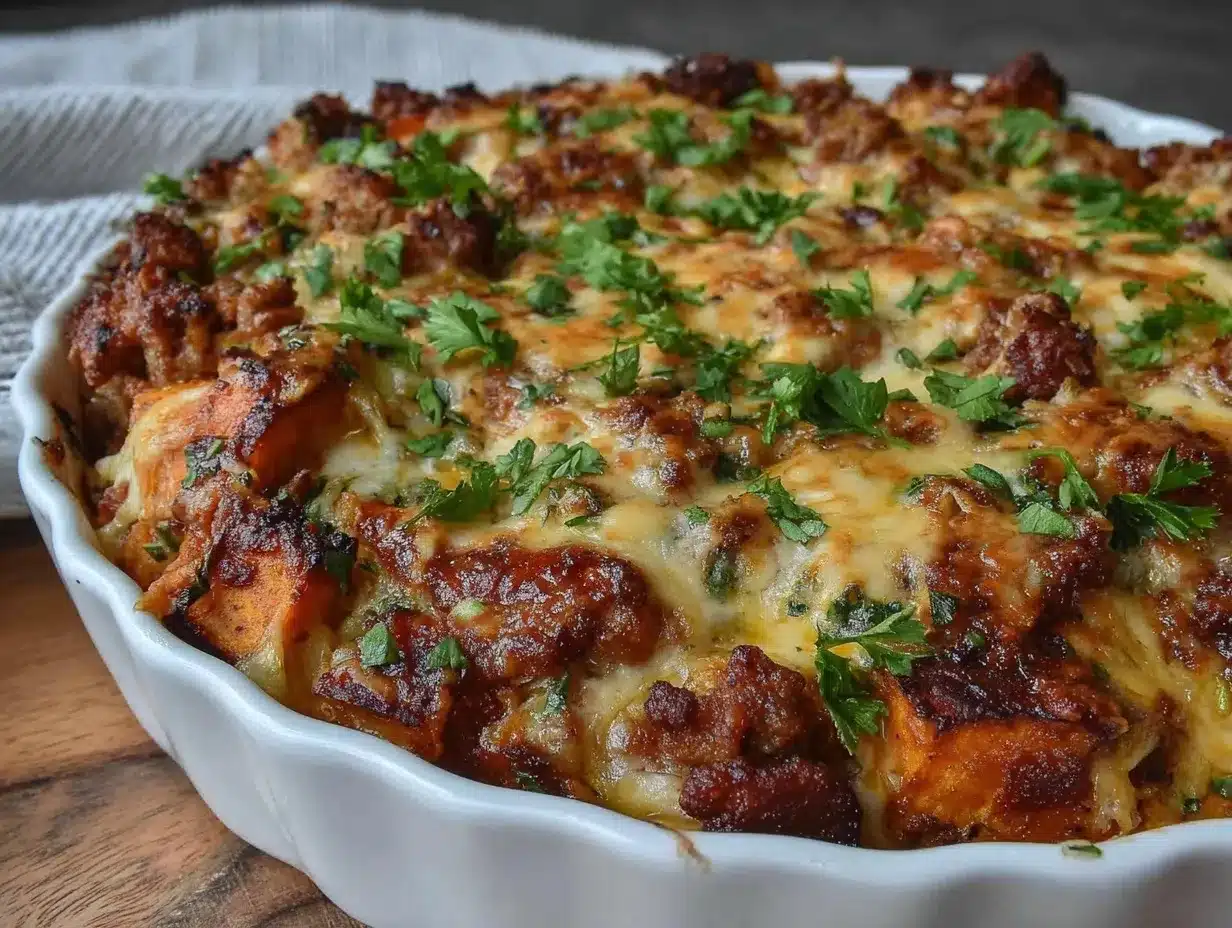 Healthy Ground Turkey Sweet Potato Bake preparation steps