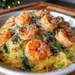 healthy spaghetti squash shrimp scampi - featured image