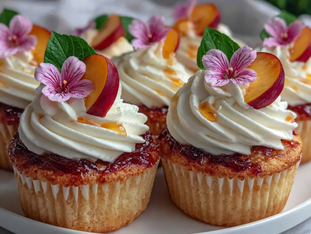 Honey Peach Cream Cheese Cupcakes - featured image