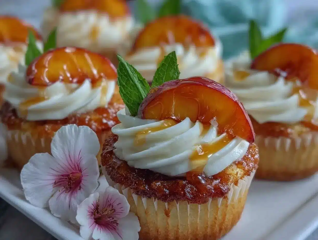Honey Peach Cream Cheese Cupcakes preparation steps