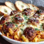 meatball sub pasta bake - featured image