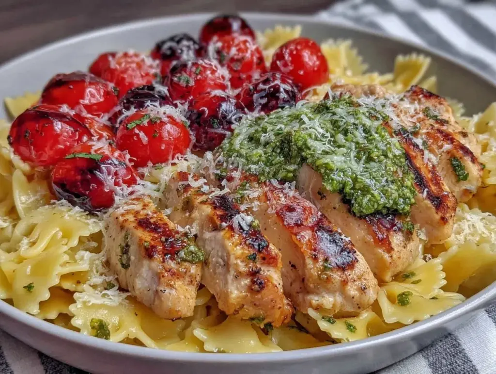 pesto chicken pasta - featured image
