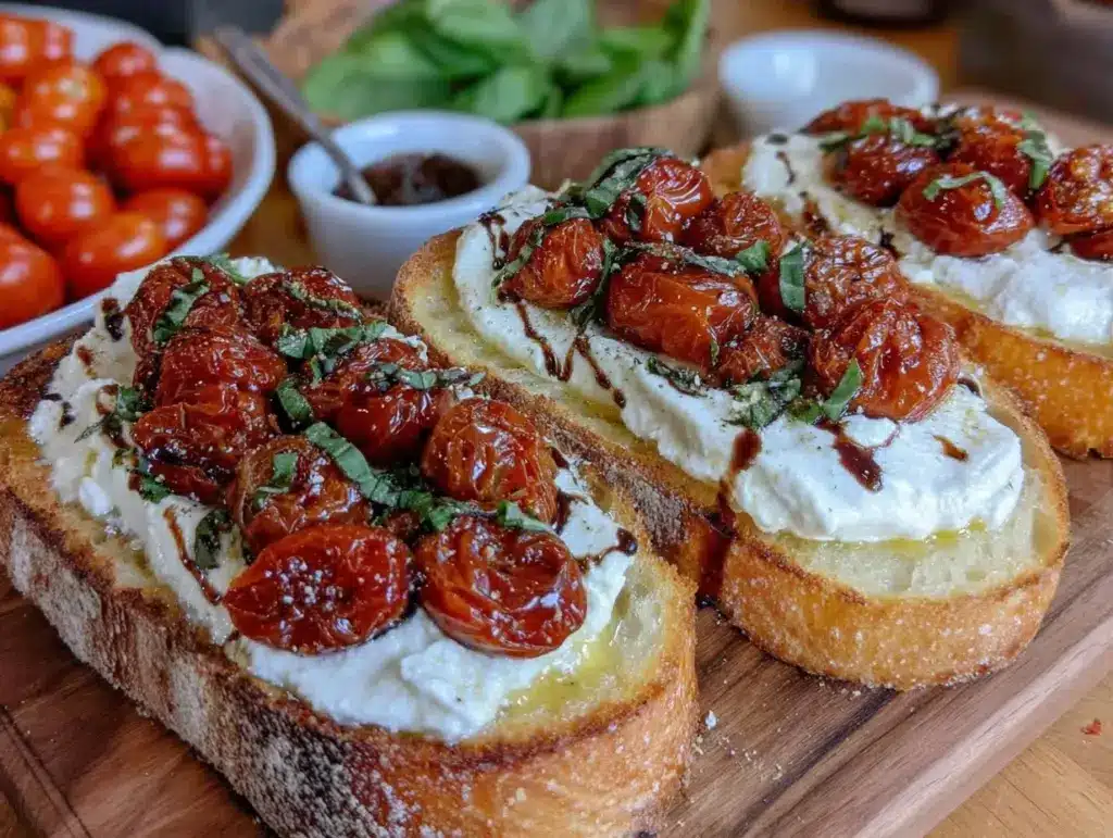 roasted tomato burrata toast - featured image