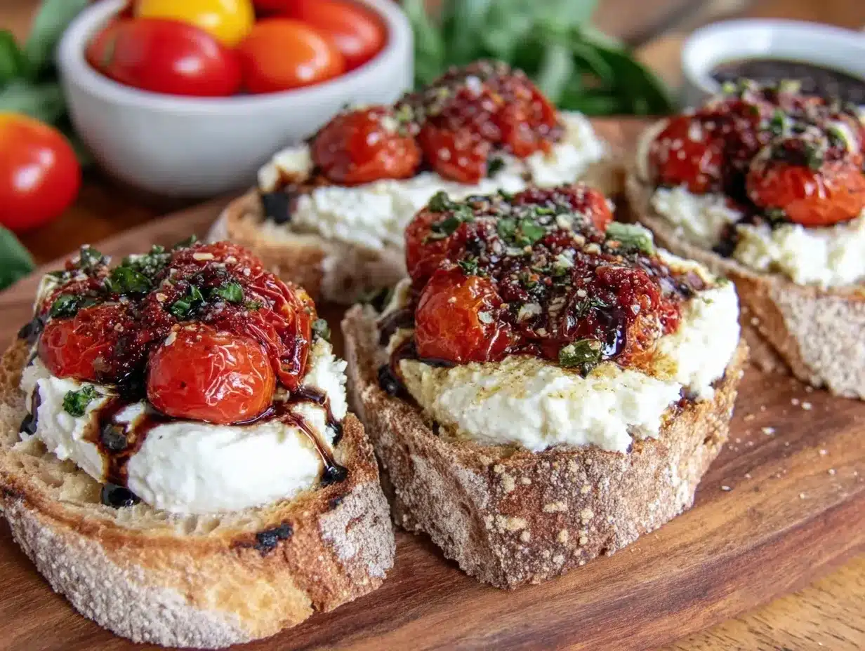 roasted tomato burrata toast preparation steps