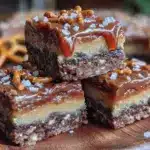 salted caramel pretzel brownie bars - featured image