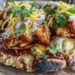 smoky BBQ chicken flatbread pizza - featured image