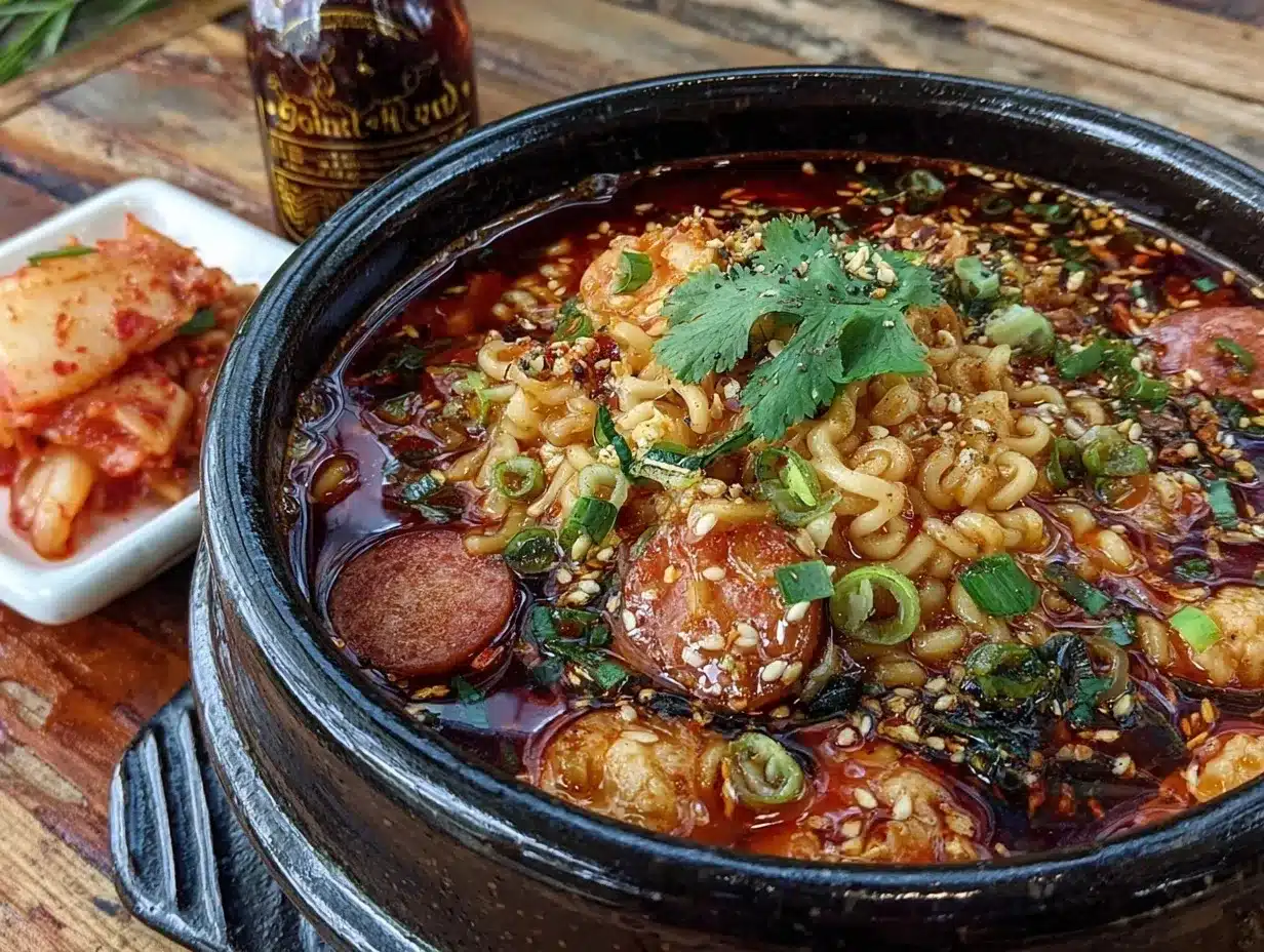 spicy Korean budae jjigae preparation steps