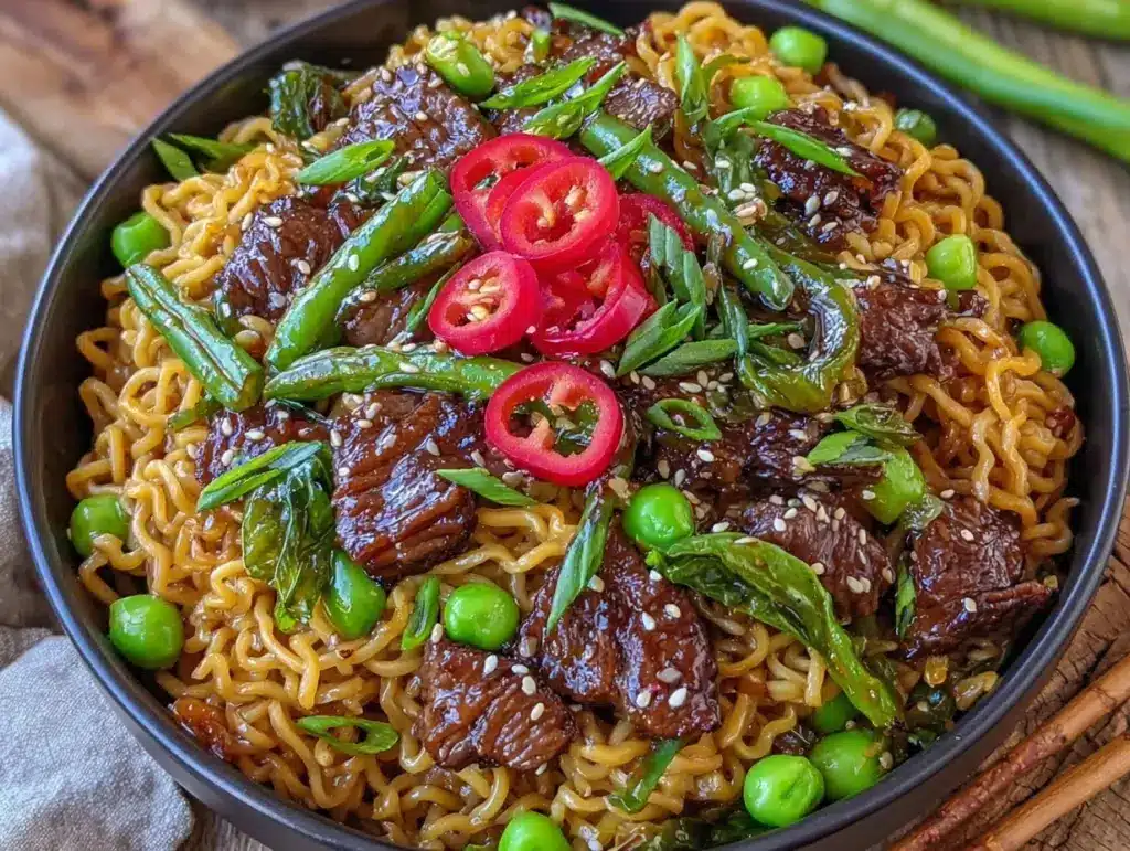 Thai basil beef noodles - featured image