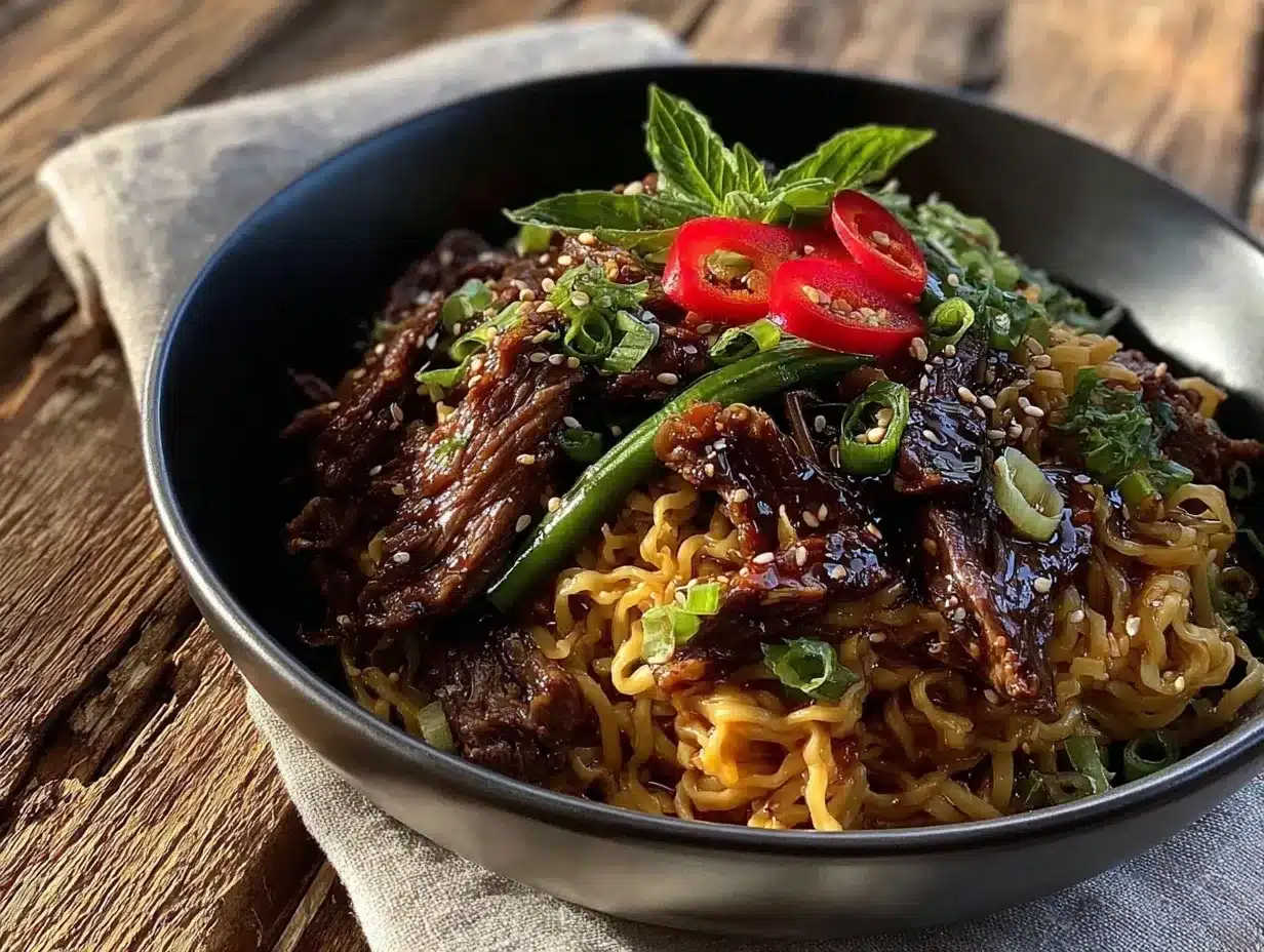Thai basil beef noodles preparation steps