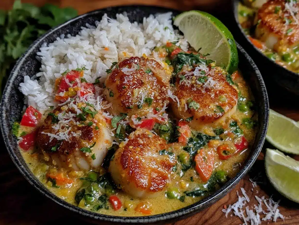 Thai Coconut Curry Scallops preparation steps