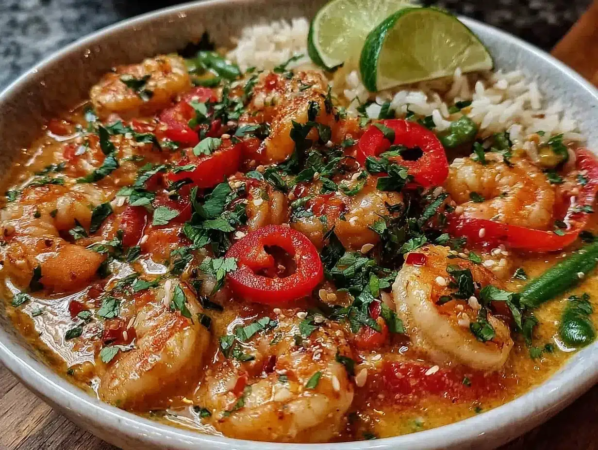 Thai coconut curry shrimp preparation steps