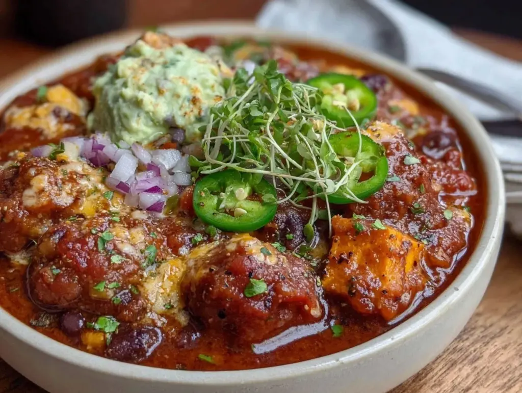 vegetarian sweet potato chili - featured image